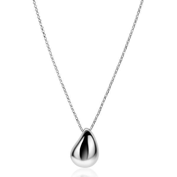 Halskette mit tropfenförmigem Anhänger aus Silber und feiner Gliederkette
