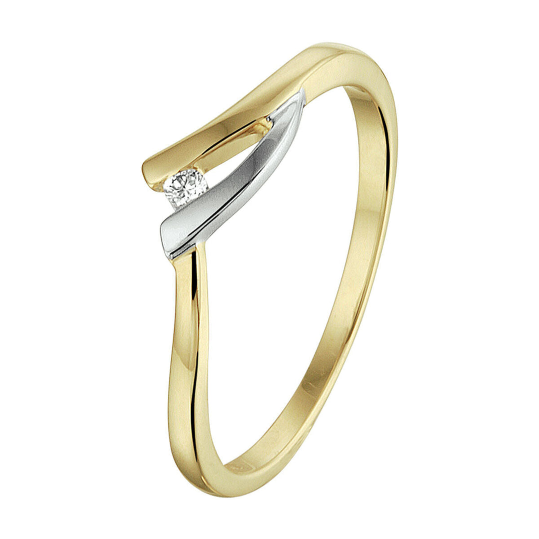 Ring Diamant 0,022 ct h si 14K Bicolor-Gold gelb/weiß 