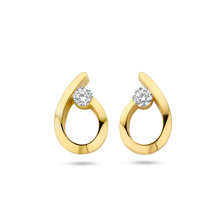 Ohrstecker Tropfen Zirkonia 14K Gelbgold