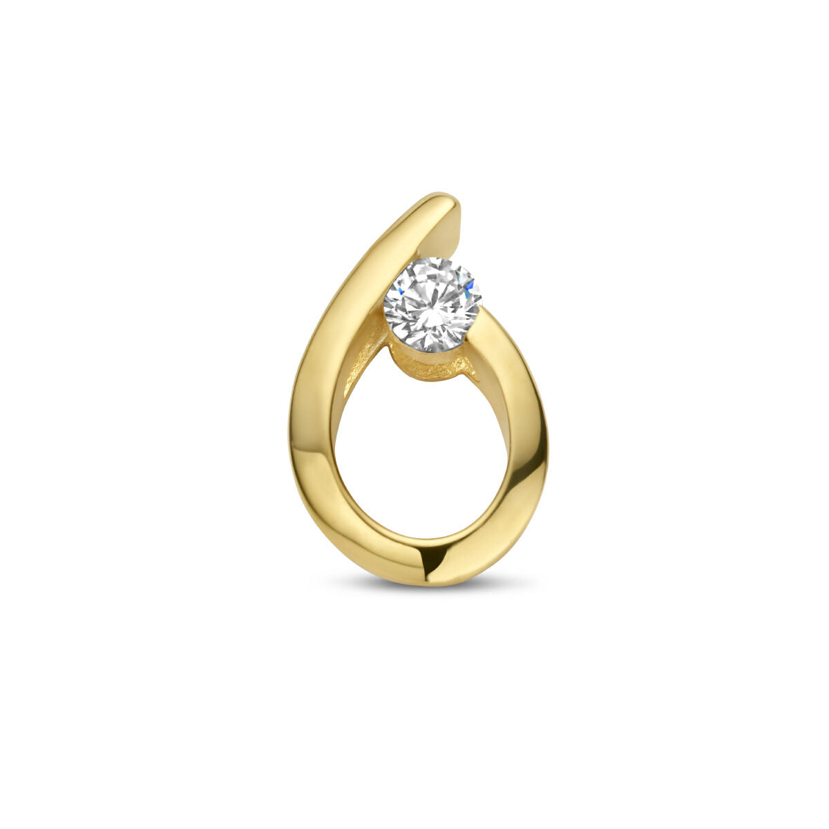 Hänger in Tropfenform aus 14K Gelbgold mit einem klaren Zirkonia