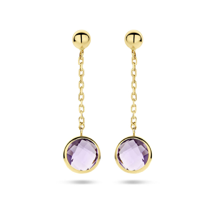 Amethyst-Ohrringe aus 14-karätigem Gelbgold