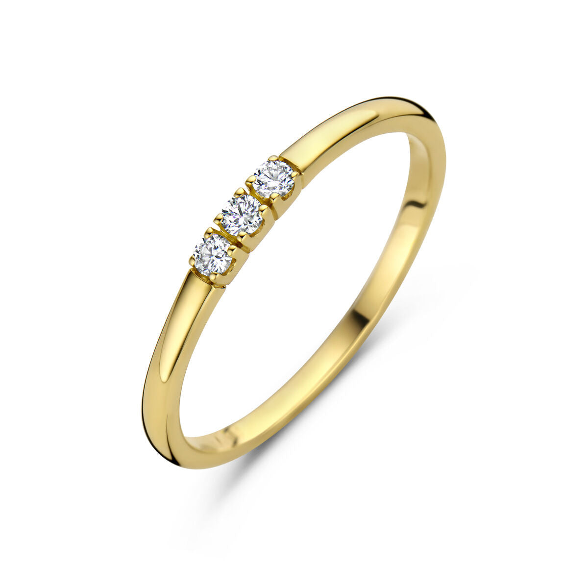 Ring aus 14K Gelbgold mit drei Diamanten von 0,09 ct in der Fassung