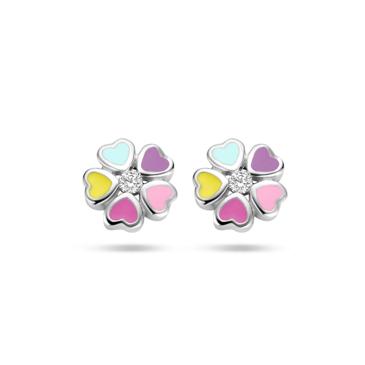 Ohrstecker Blume Zirkonia Silber rhodiniert