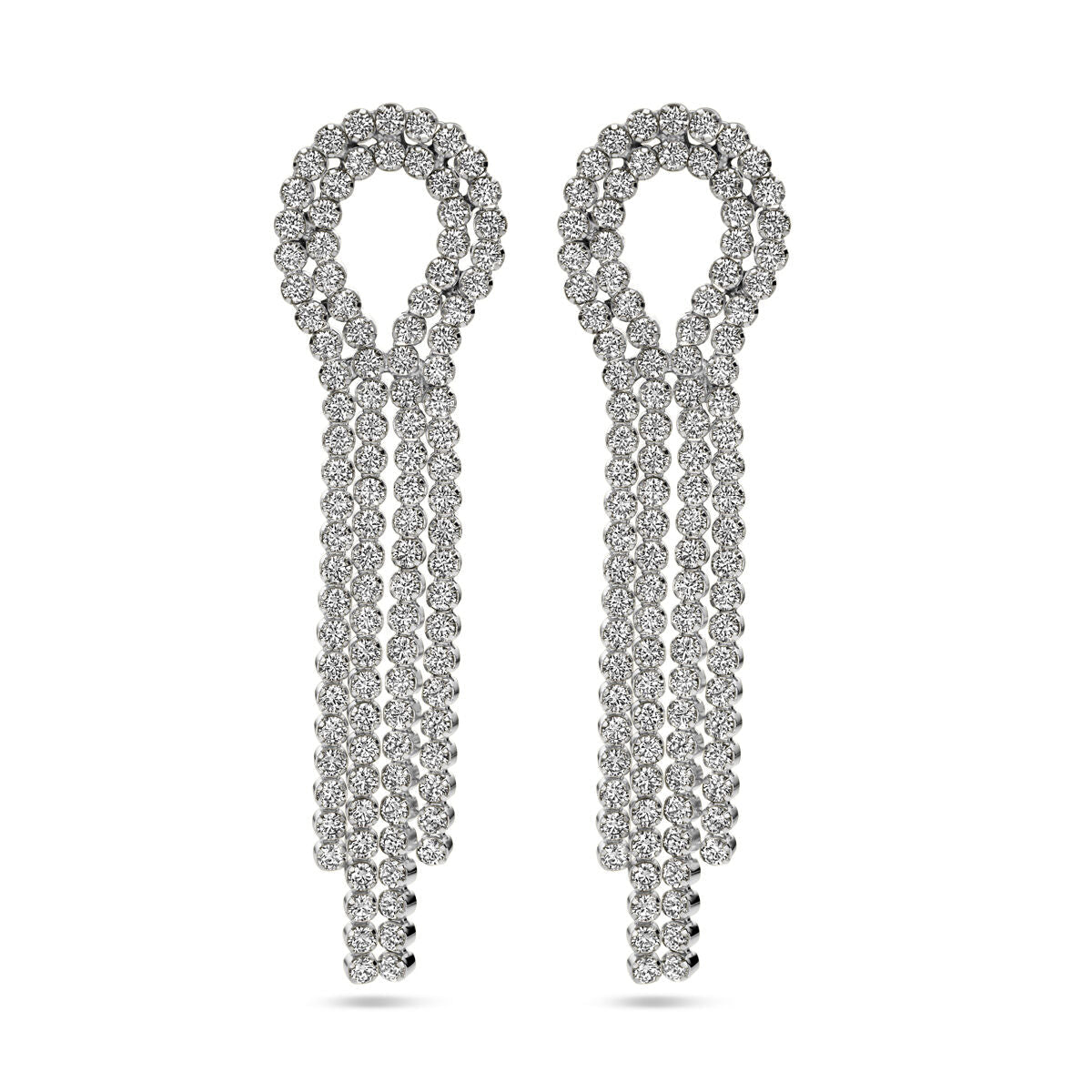 Ohrhänger aus rhodiniertem Silber mit Zirkonia, in eleganter Tropfenform und funkelnden Steinen