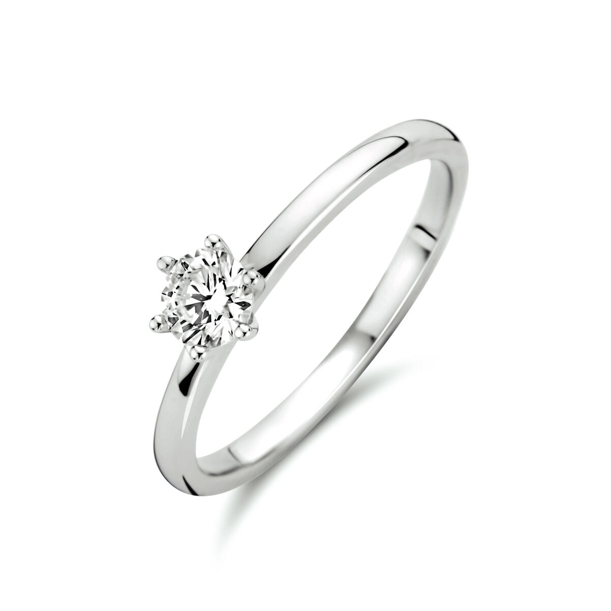 Ring aus 14K Weißgold mit einem 0,25 ct Diamanten in der Mitte