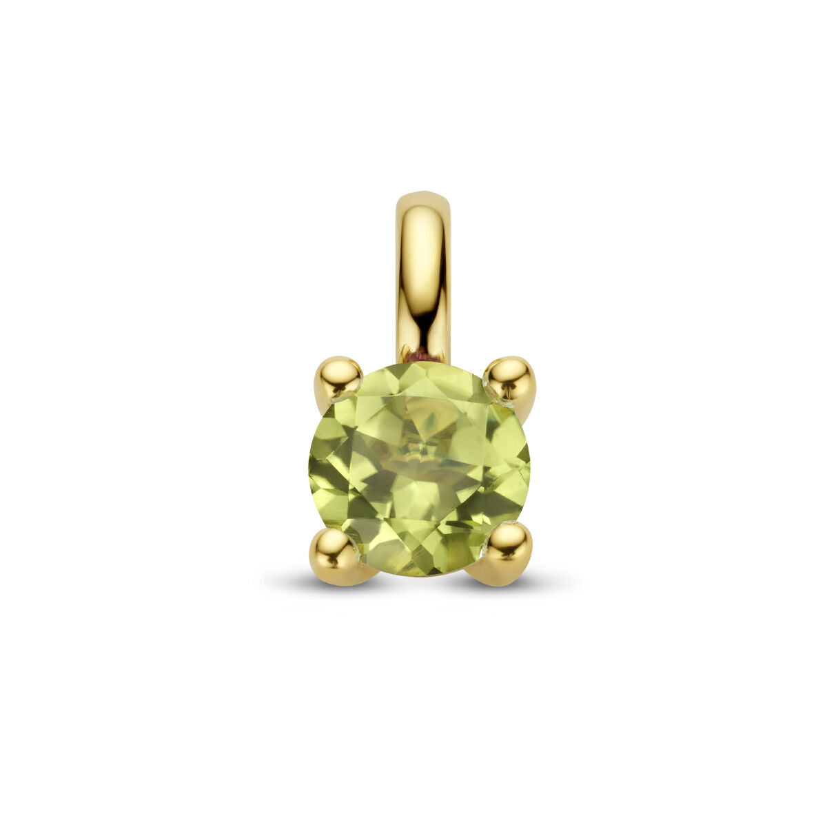 Hänger aus 14K Gelbgold mit rundem Peridot in hellgrüner Farbe