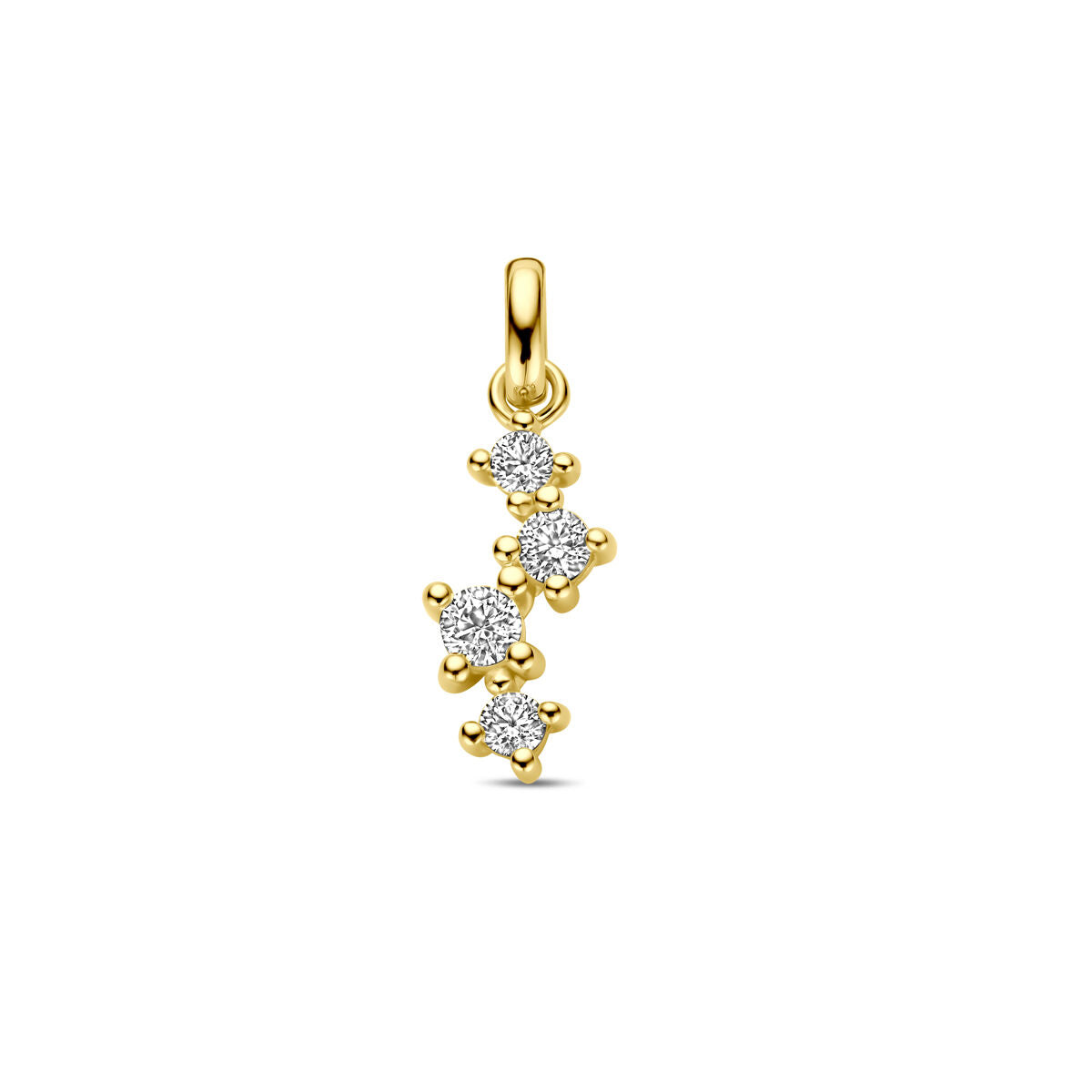 Hänger aus 14K Gelbgold mit drei Zirkonia-Steinen in versetzter Anordnung