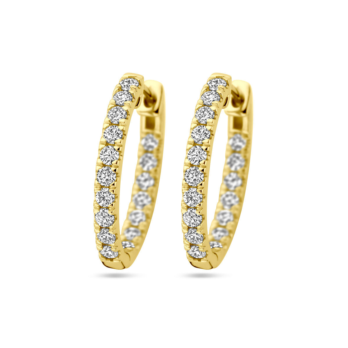 Klapp-Ohrringe aus 14K Gelbgold mit 20 funkelnden lab-grown Diamanten, insgesamt 0,96 ct