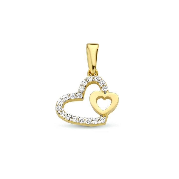 Anhänger Herzen Zirkonia 14K Gelbgold