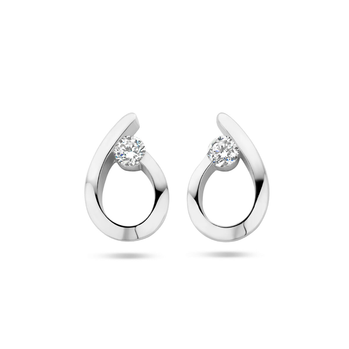 Ohrstecker in Tropfenform aus rhodiniertem Silber mit Zirkonia-Steinen