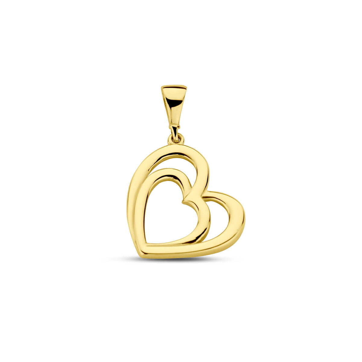 Hänger in Herzform aus 14K Gelbgold mit doppeltem Herzdesign