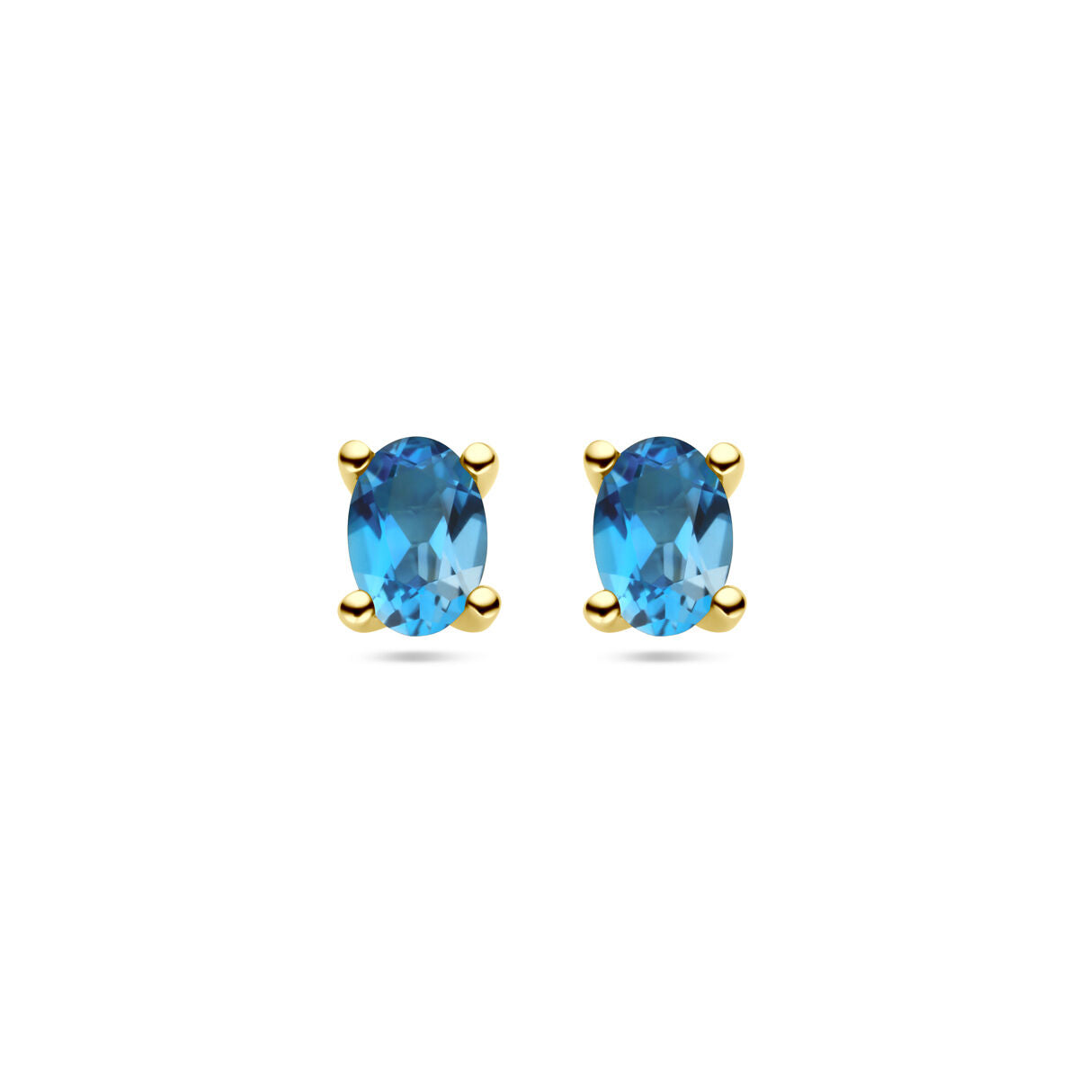 Ohrstecker mit London Blue Topas in ovaler Form und 14K Gelbgoldfassung