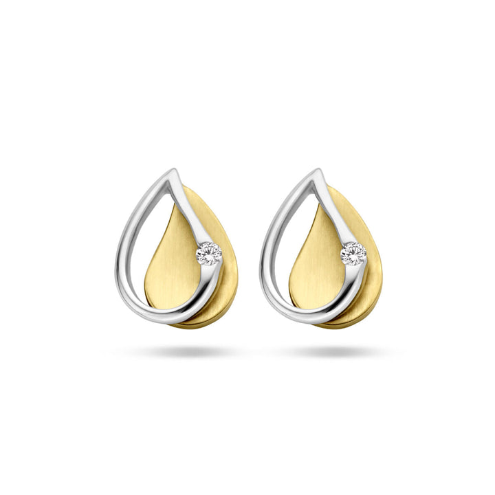 Ohrstecker Diamant 0,03ct (2x 0,015ct) h si 14K Bicolor Gold gelb/weiß