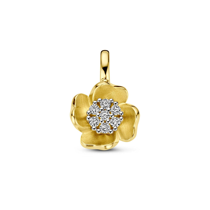 Anhänger Blume und Diamant 0,11 ct h si 14K Bicolor-Gold gelb/weiß