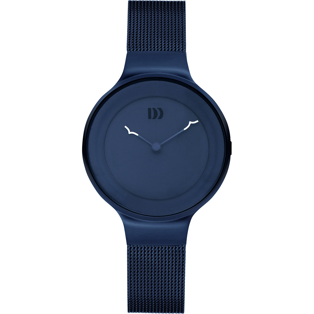 Uhr mit blauem Zifferblatt und blauem Mesh-Armband