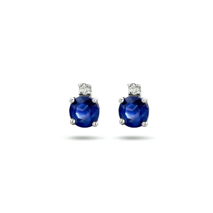 Ohrstecker Saphir und Diamant (2x 0,015 ct) h si 14K Weißgold