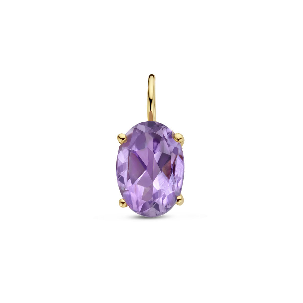 Hänger aus 14K Gelbgold mit ovalem Amethyst in lila Farbe