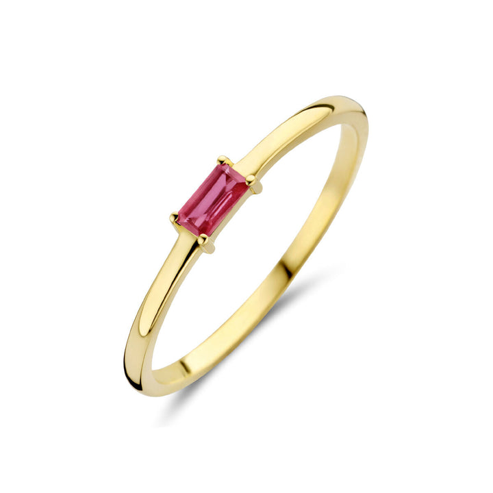 Ring mit Geburtsstein Rubin Juli 14K Gelbgold