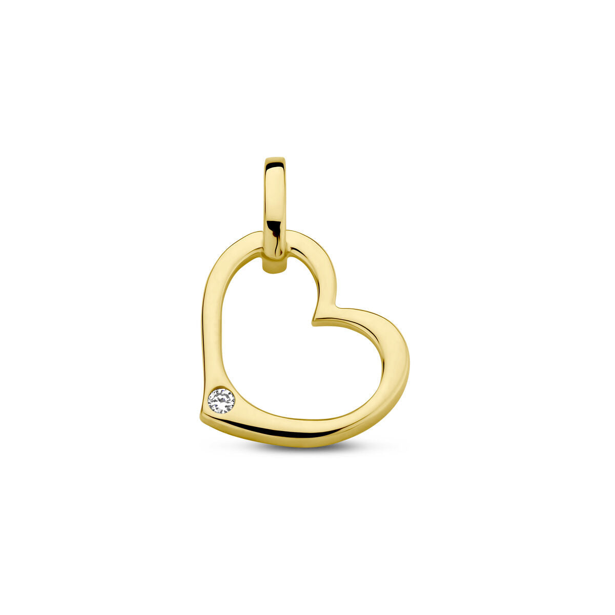Hänger in Herzform aus 14K Gelbgold mit einem kleinen Diamanten von 0,01 ct