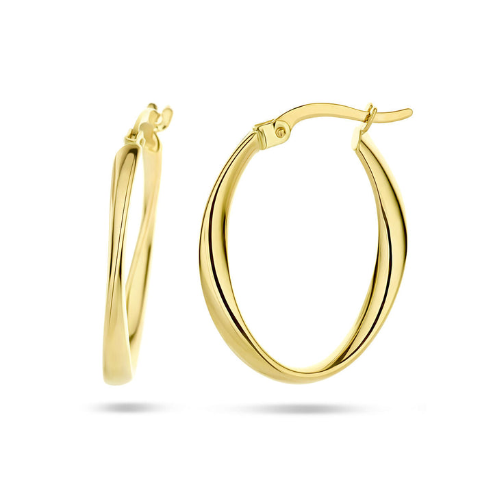Ohrringe ovales gedrehtes Rohr aus 14K Gelbgold
