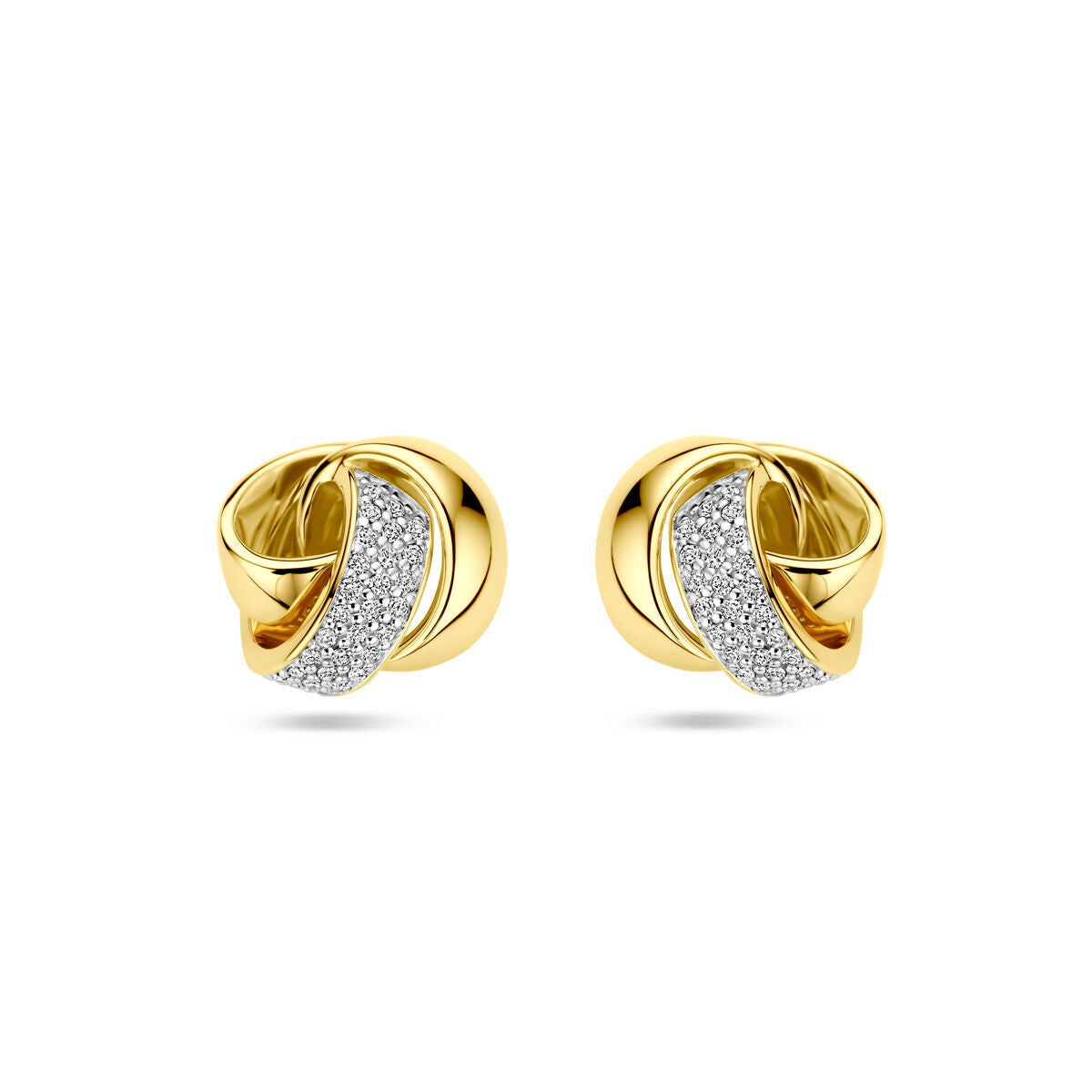 Ohrstecker aus 14K Gelbgold mit diamantierten Elementen und 0,19 ct Diamanten