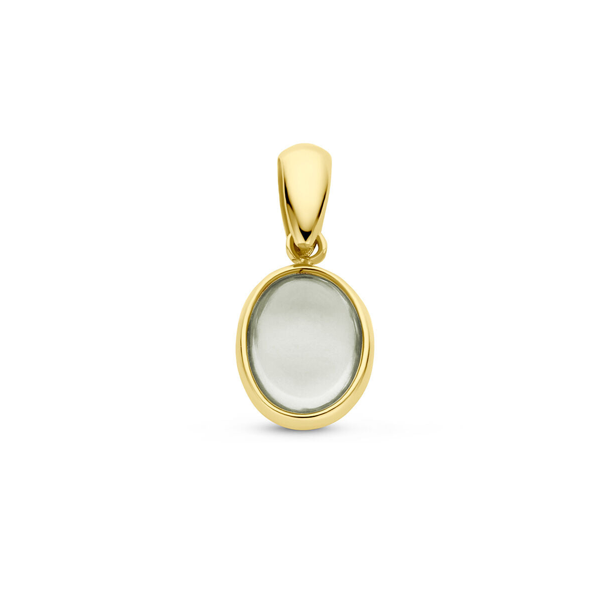 Hänger aus 14K Gelbgold mit ovalem, grünem Amethyst