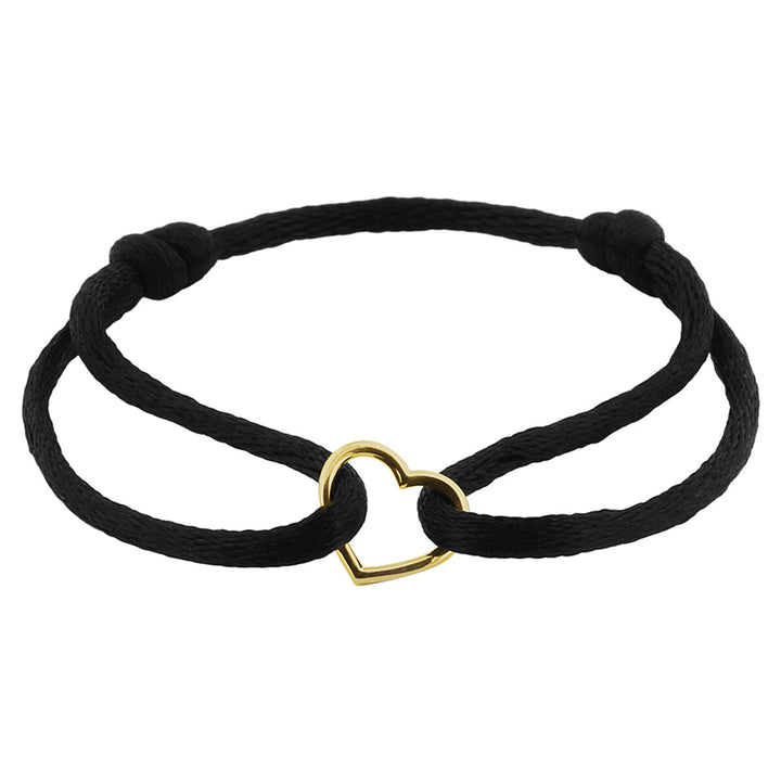 Armband Satinherz 14K Gold mit Kautschuk/Nylon/Leder