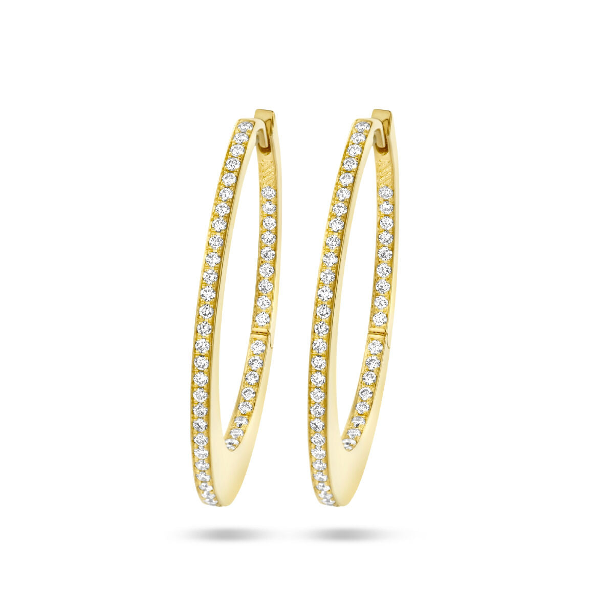 Klapp-Ohrringe aus 14K Gelbgold mit 0,42 ct Diamanten (2x 0,21 ct) in H SI, funkelndes Design