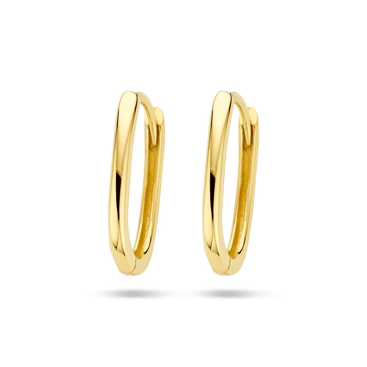 Klapp-Ohrringe aus 14K Gelbgold in Paperclip-Form mit glatter Oberfläche