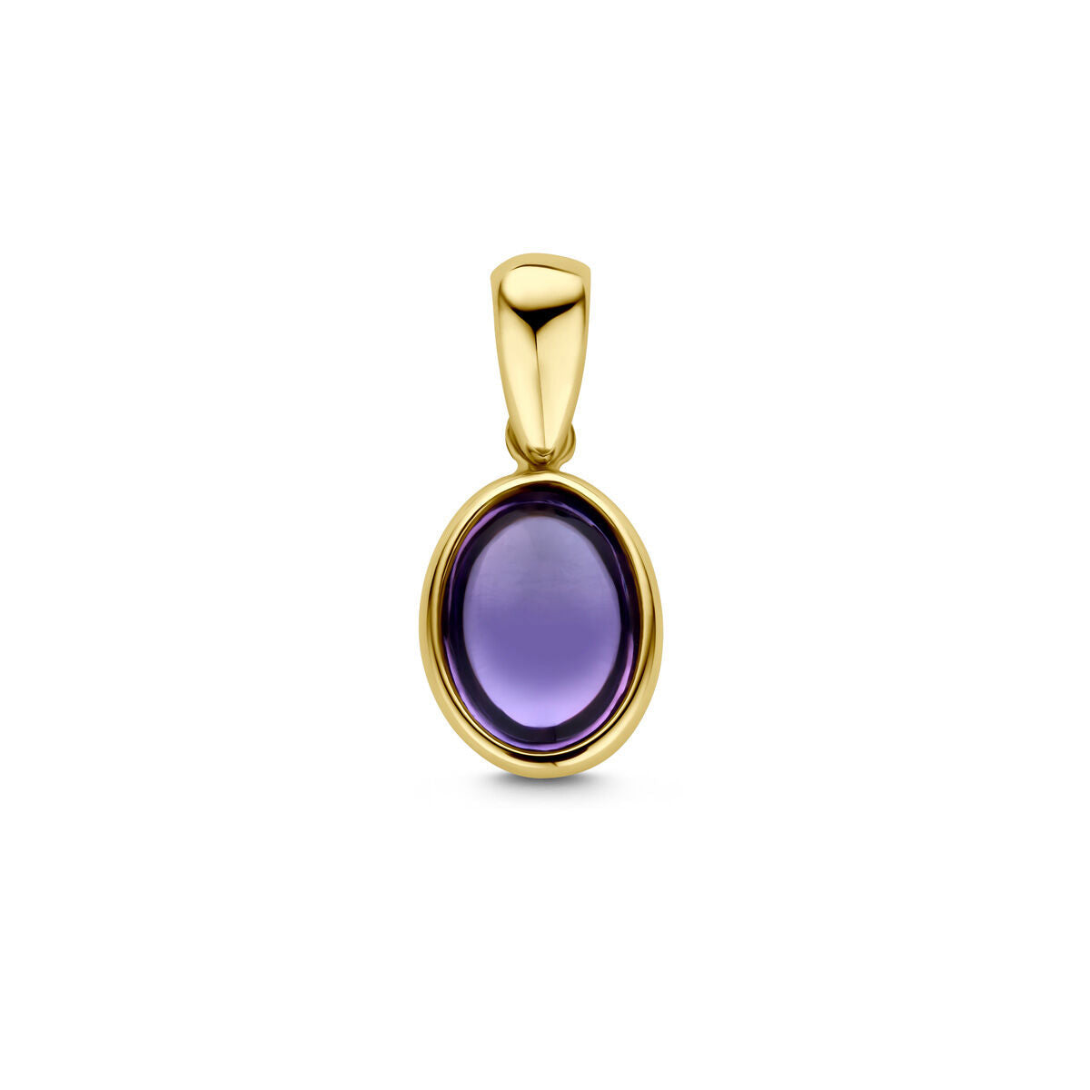 Hänger aus 14K Gelbgold mit ovalem Amethyst in lila Farbe