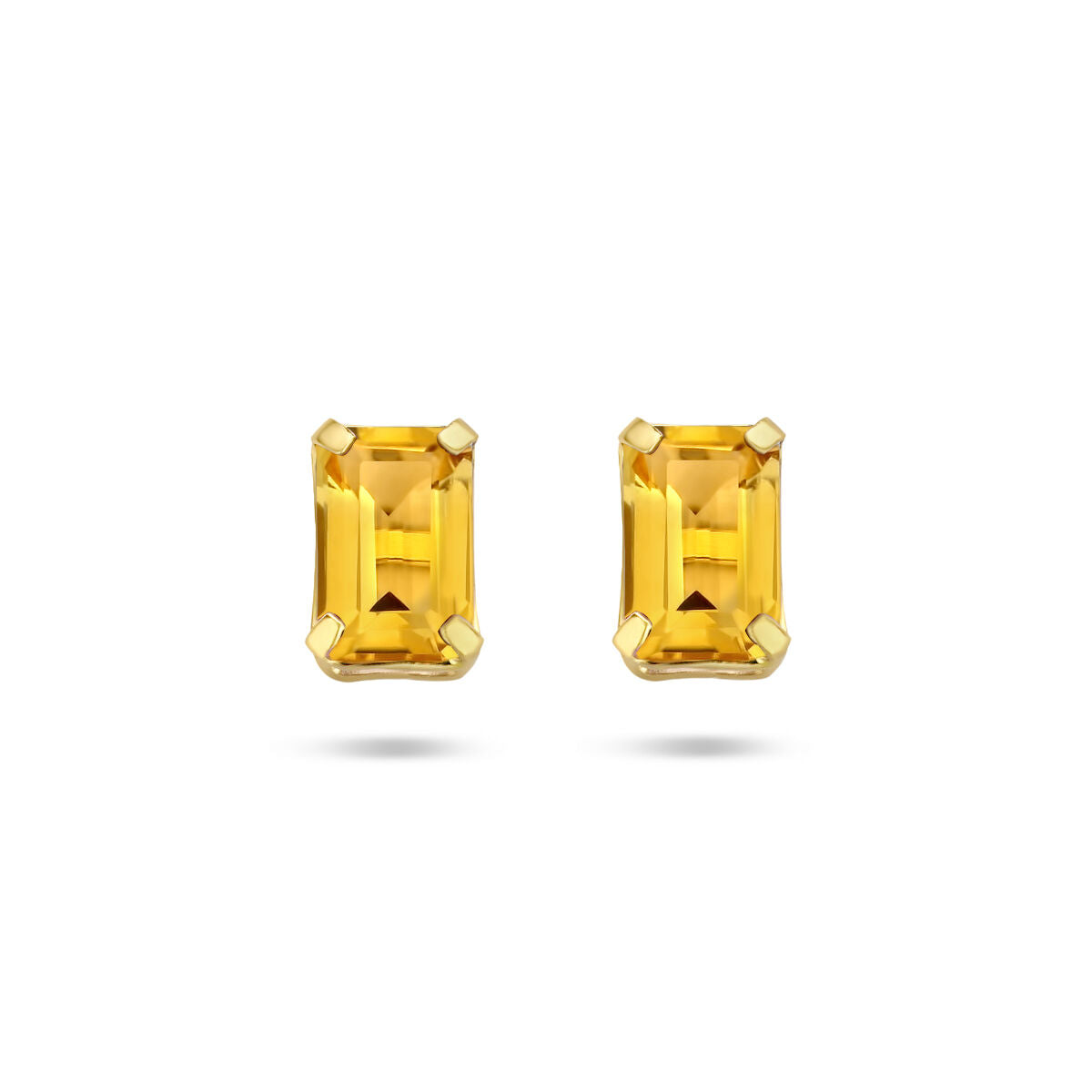Ohrstecker aus 14K Gelbgold mit rechteckigem Citrin in leuchtendem Gelb