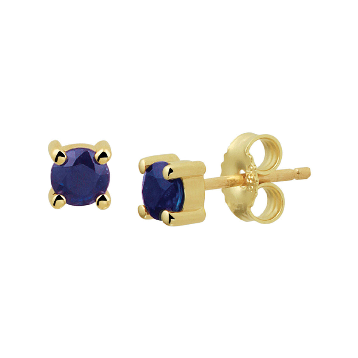 Ohrstecker aus 14K Gelbgold mit runden, blauen Saphiren in Krappenfassung