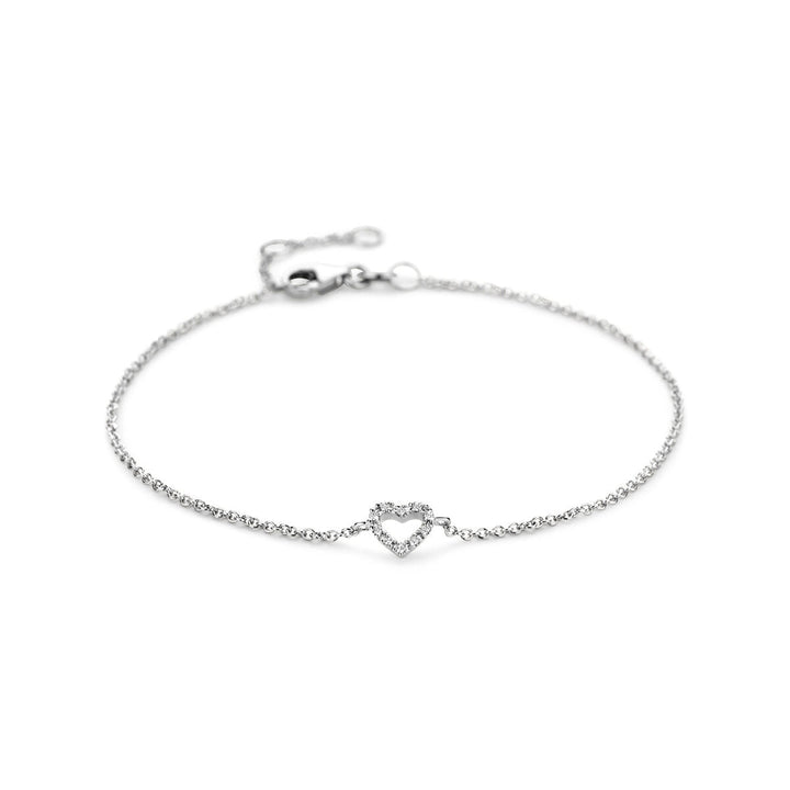 Goldarmband Damen Herz und Diamant 14K Weißgold