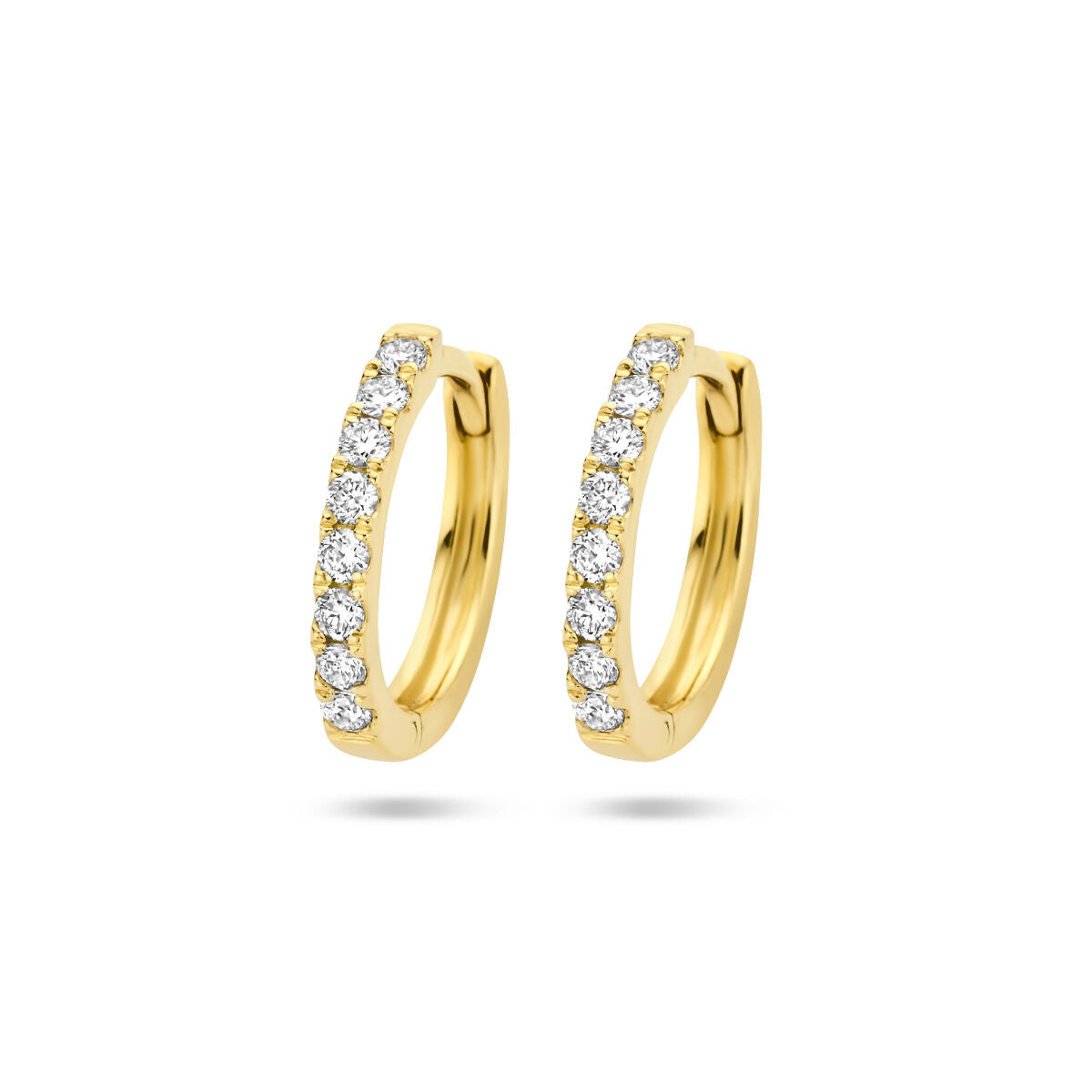Klapp-Ohrringe aus 14K Gelbgold mit 10 weißen Diamanten, insgesamt 0,15 ct