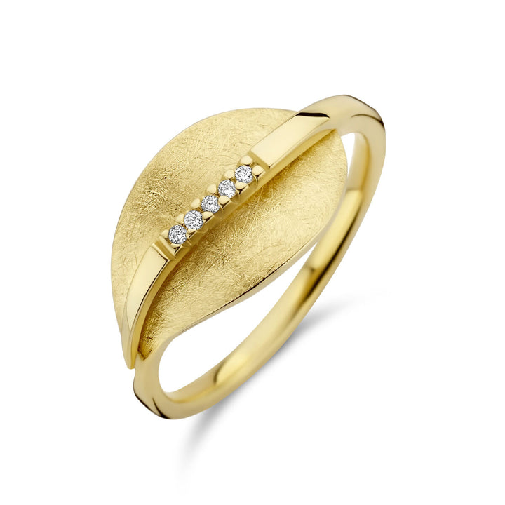Ringblatt mit zerkratztem Diamant, 0,025 ct, H SI, 14 K Gelbgold
