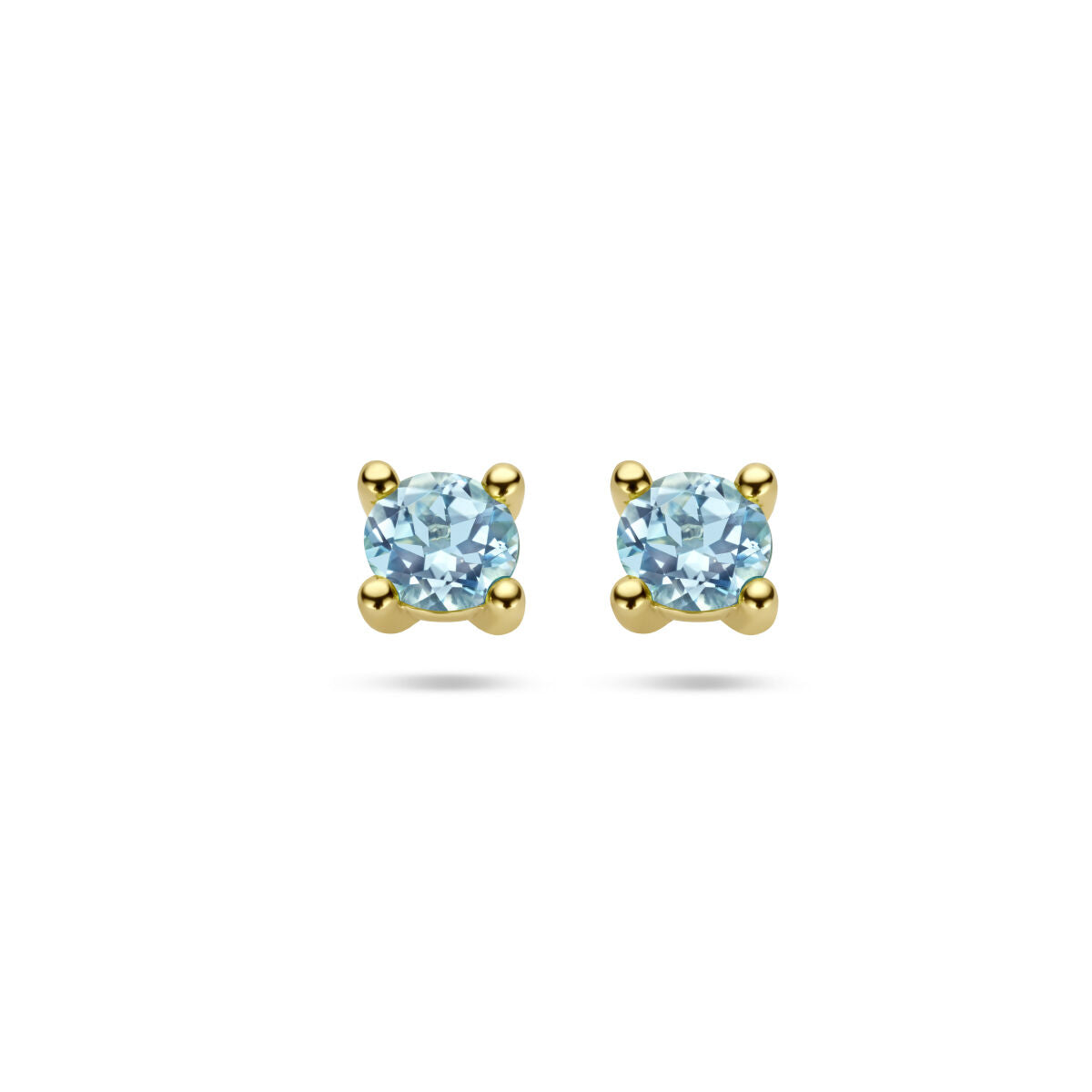 Ohrstecker aus 14K Gelbgold mit blauen Topasen in runder Form