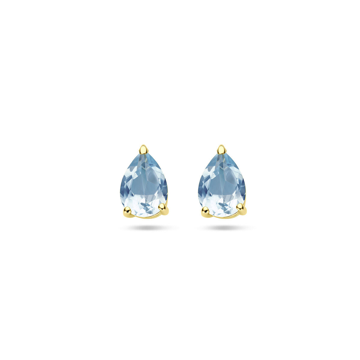 Ohrstecker mit blauen Topasen in Tropfenform und 14K Gelbgoldfassung