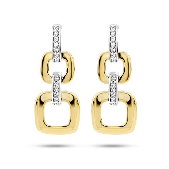 Ohrringe Gliederdiamant 0,11 ct (2x 0,055 ct) h si 14K Bicolor-Gold gelb/weiß
