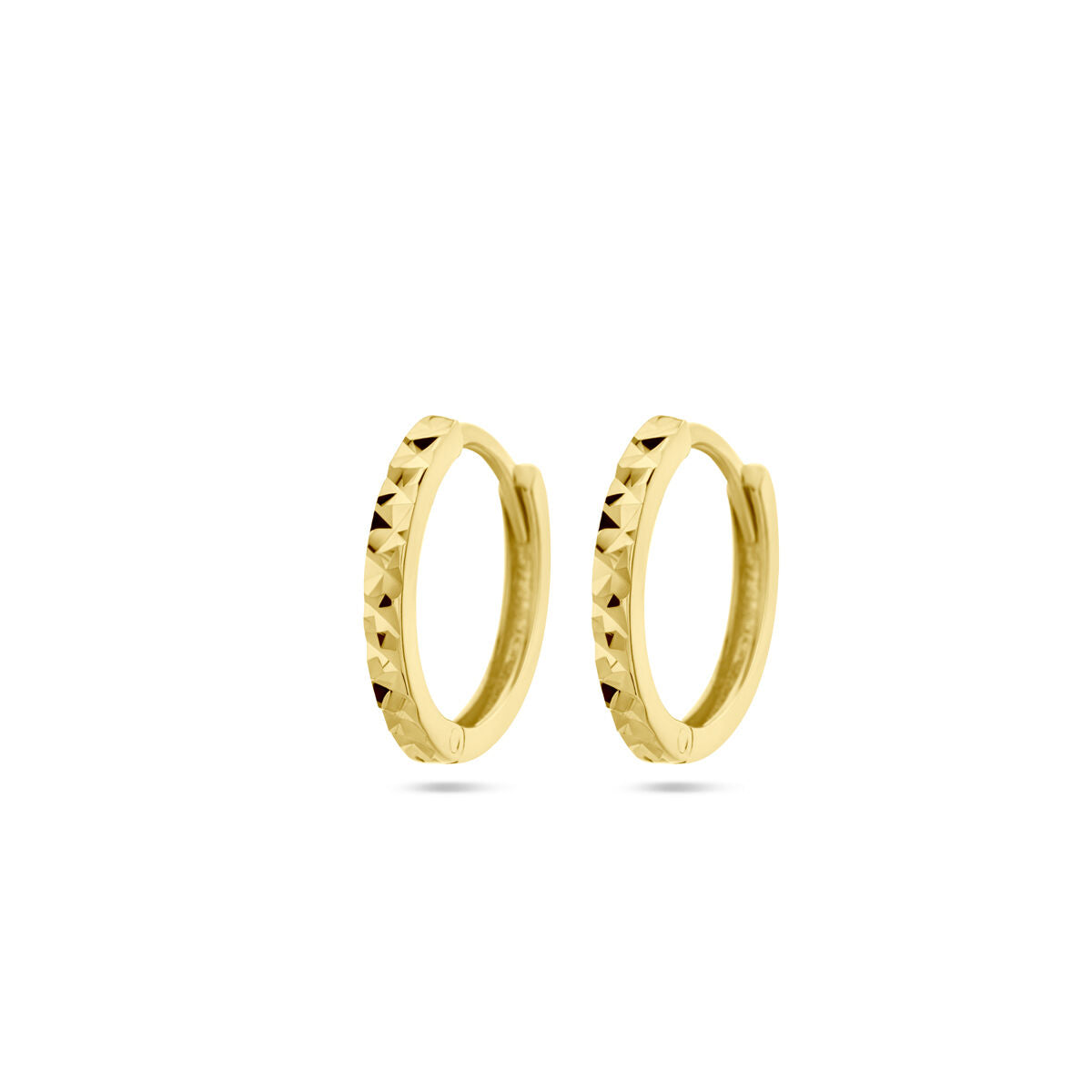 Klapp-Ohrringe aus 14K Gelbgold mit diamantierter Oberfläche