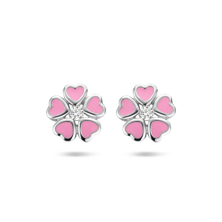 Ohrstecker Blume Zirkonia Silber rhodiniert