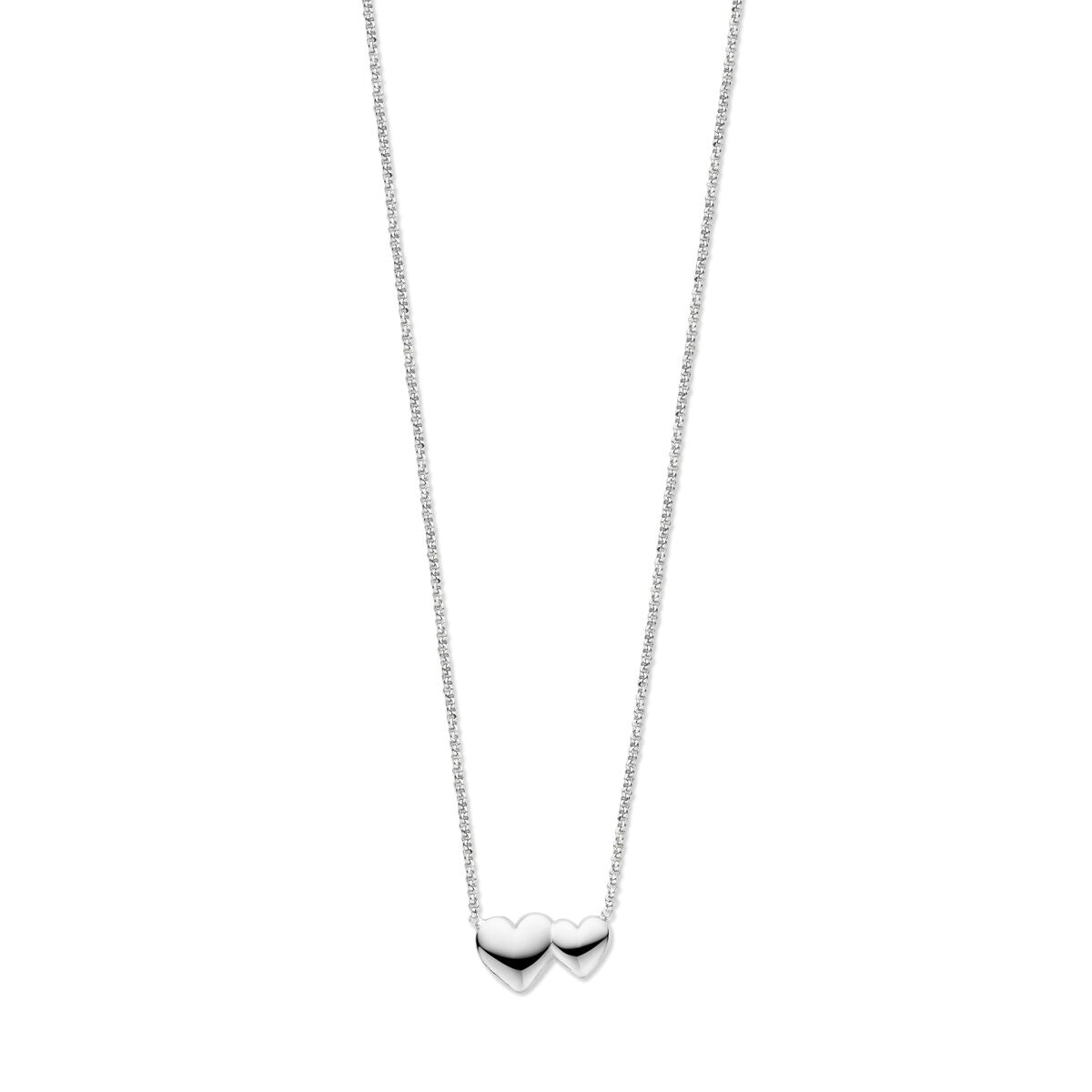 Collier aus rhodiniertem Silber mit zwei herzförmigen Anhängern