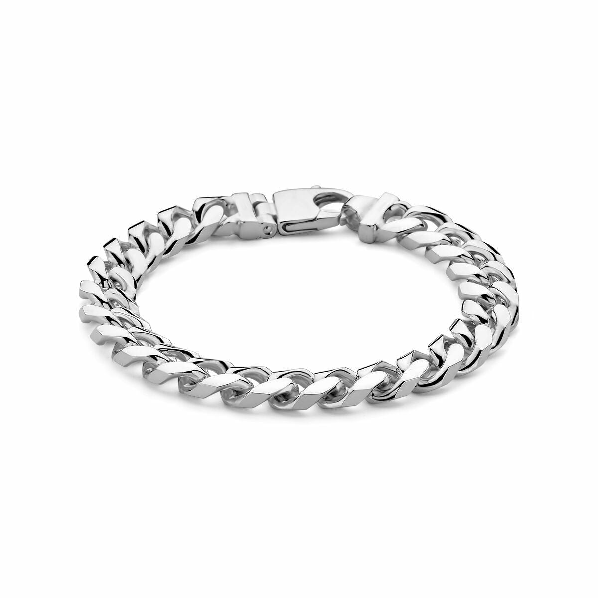 Herrenarmband aus Silber mit 10 mm breiten Gourmette-Gliedern und sicherem Verschluss
