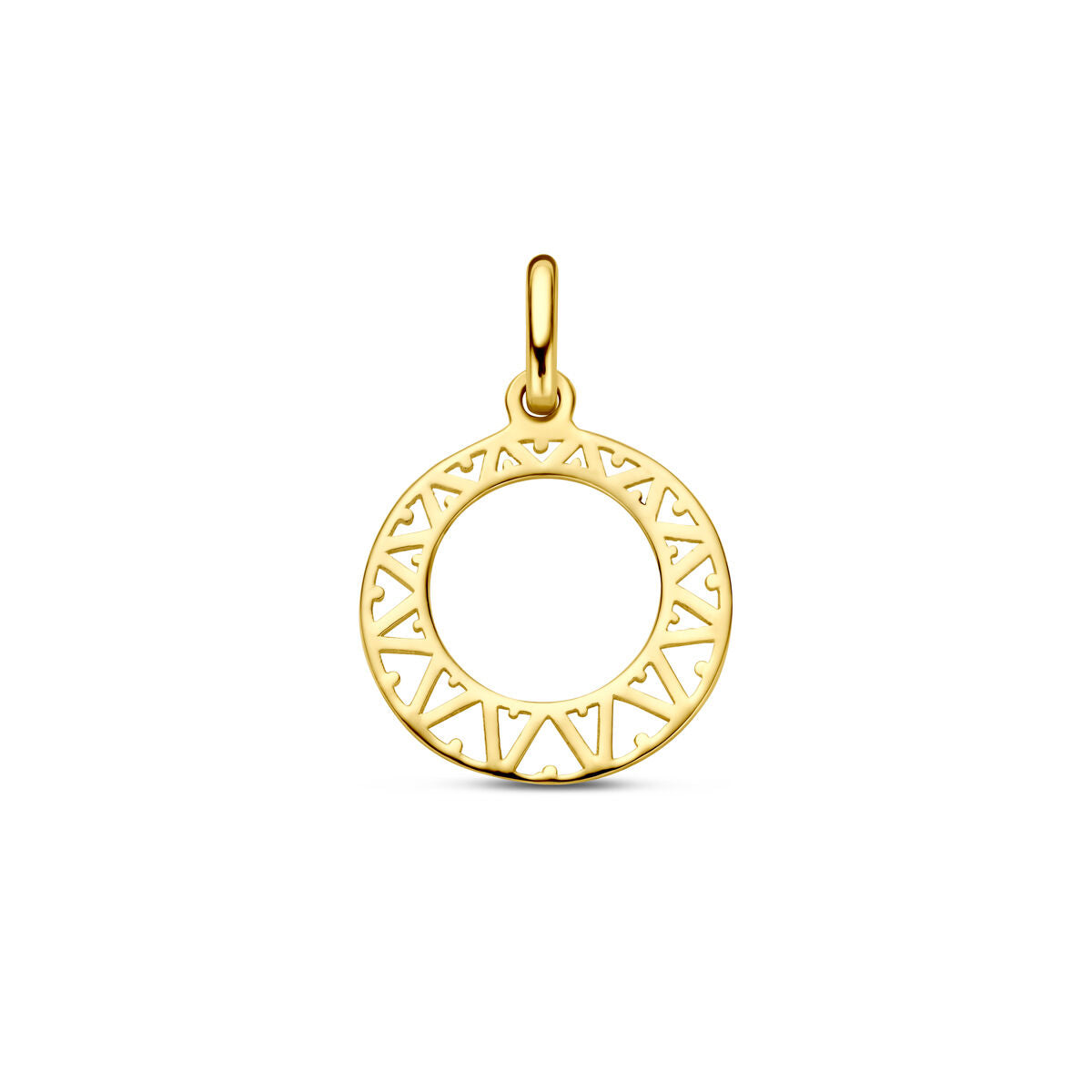 Hänger aus 14K Gelbgold in kreisförmiger Form mit filigranem Muster