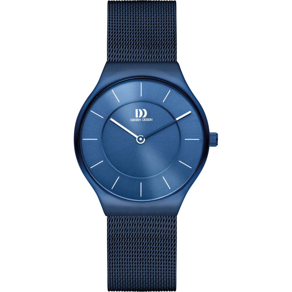 Uhr mit blauem Zifferblatt und blauem Mesh-Armband