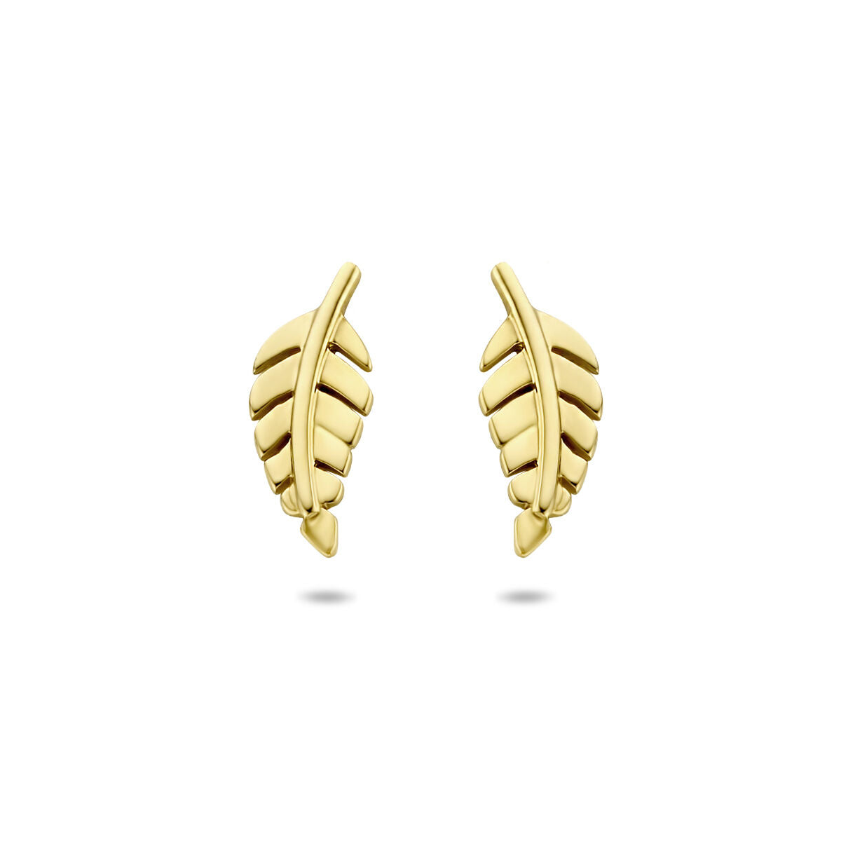 Ohrstecker in Form von Blättern aus 14K Gelbgold mit feinen Details