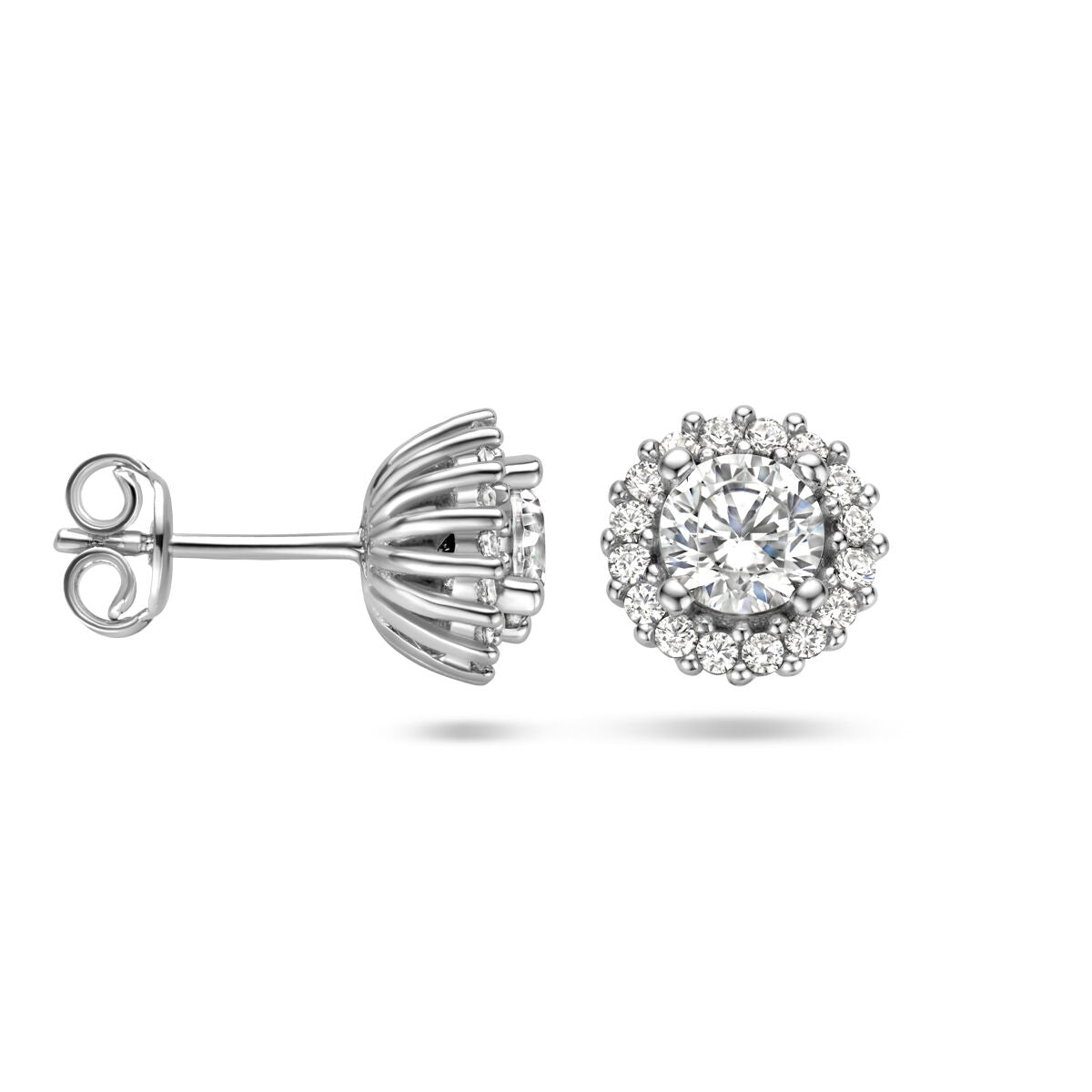 Ohrstecker Zirkonia Halo Silber rhodiniert