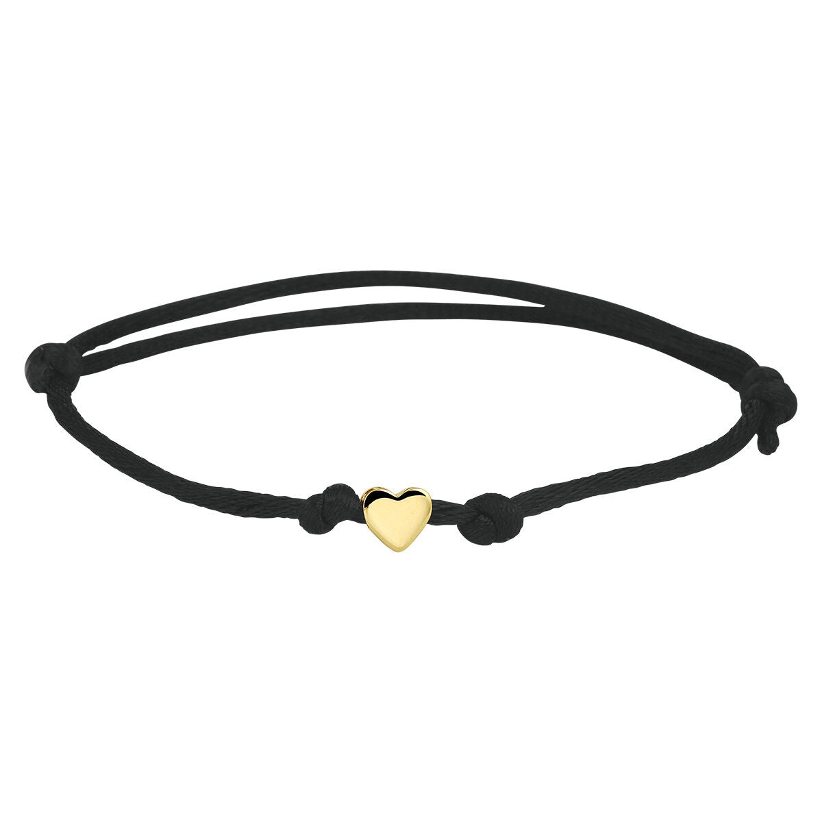 Schwarzes Armband aus Satin mit goldenem Herz aus 14K Gold