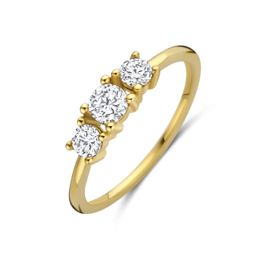 Gouden dames ring met lab grown diamant – 14k geelgoud