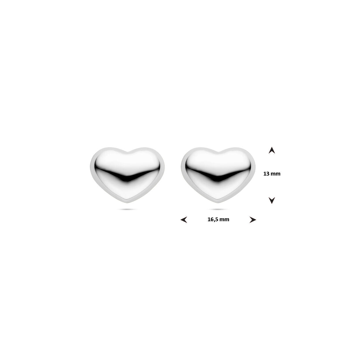 Ohrstecker Herz 13 mm Silber rhodiniert