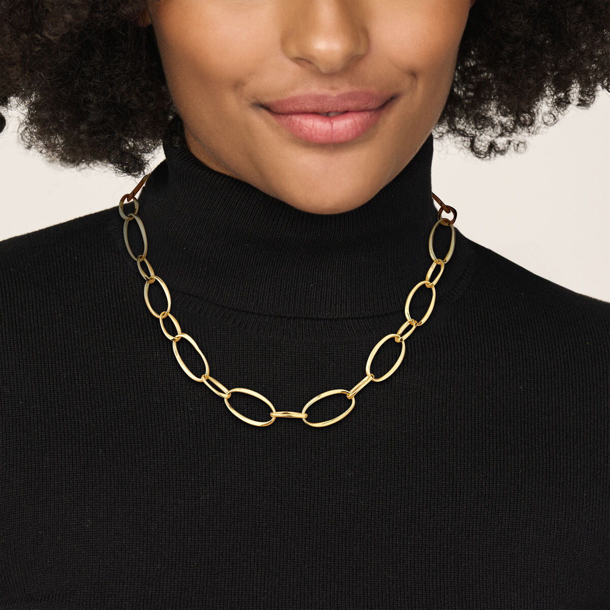 14 Karat Gelbgold-Damenkette mit groben Drahtgliedern